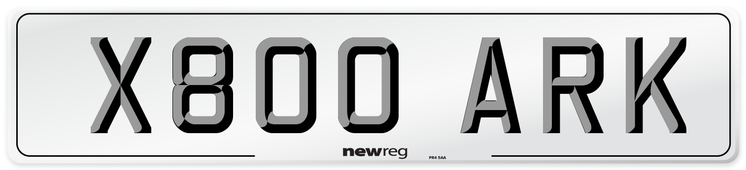 X800 ARK Number Plate from New Reg